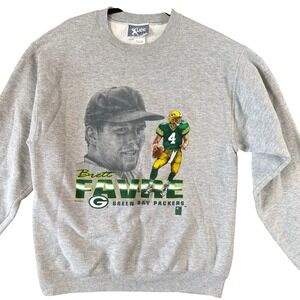 Vintage 1995 Brett Favre Green Bay Packers Sweatshirt Gray Mens XL USA Lee Sport